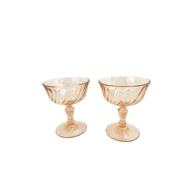 Arcoroc France Luminarc Rosaline Pink Depression Glass Sherbet Dessert Cups Set - Picture 11 of 12